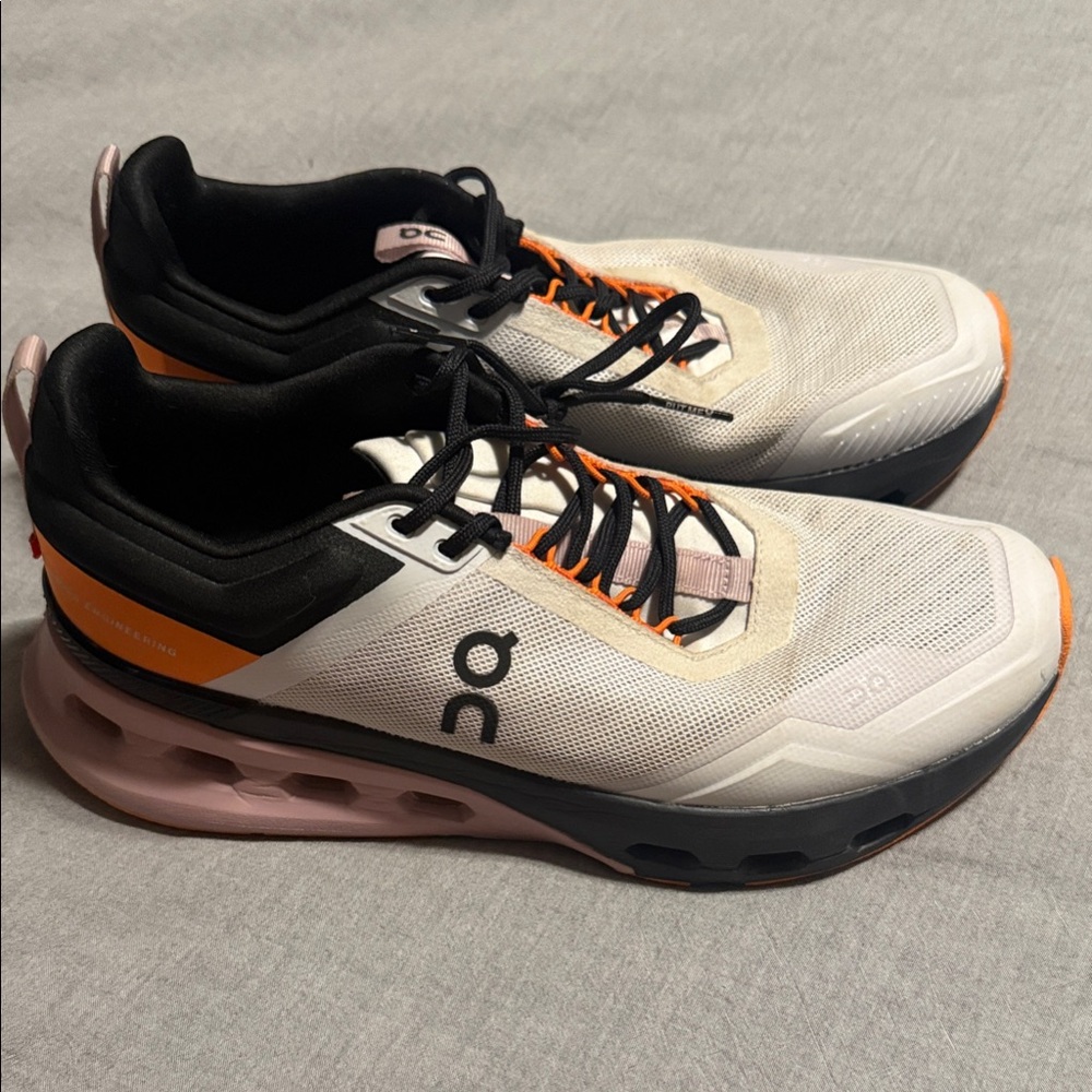On Women's Athletic Shoes - White, Black, and Orange